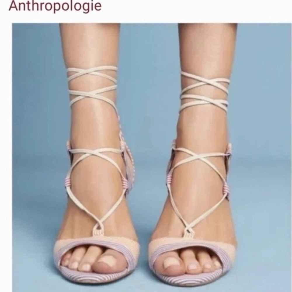 Anthropologie Billy Ella Striped Lace Up Heels - Picture 5 of 12